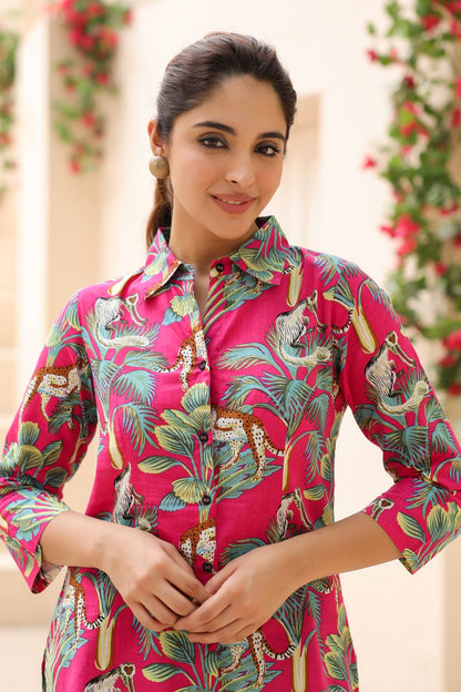 Casual animal print cotton top