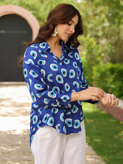 Casual geometric print women shirt