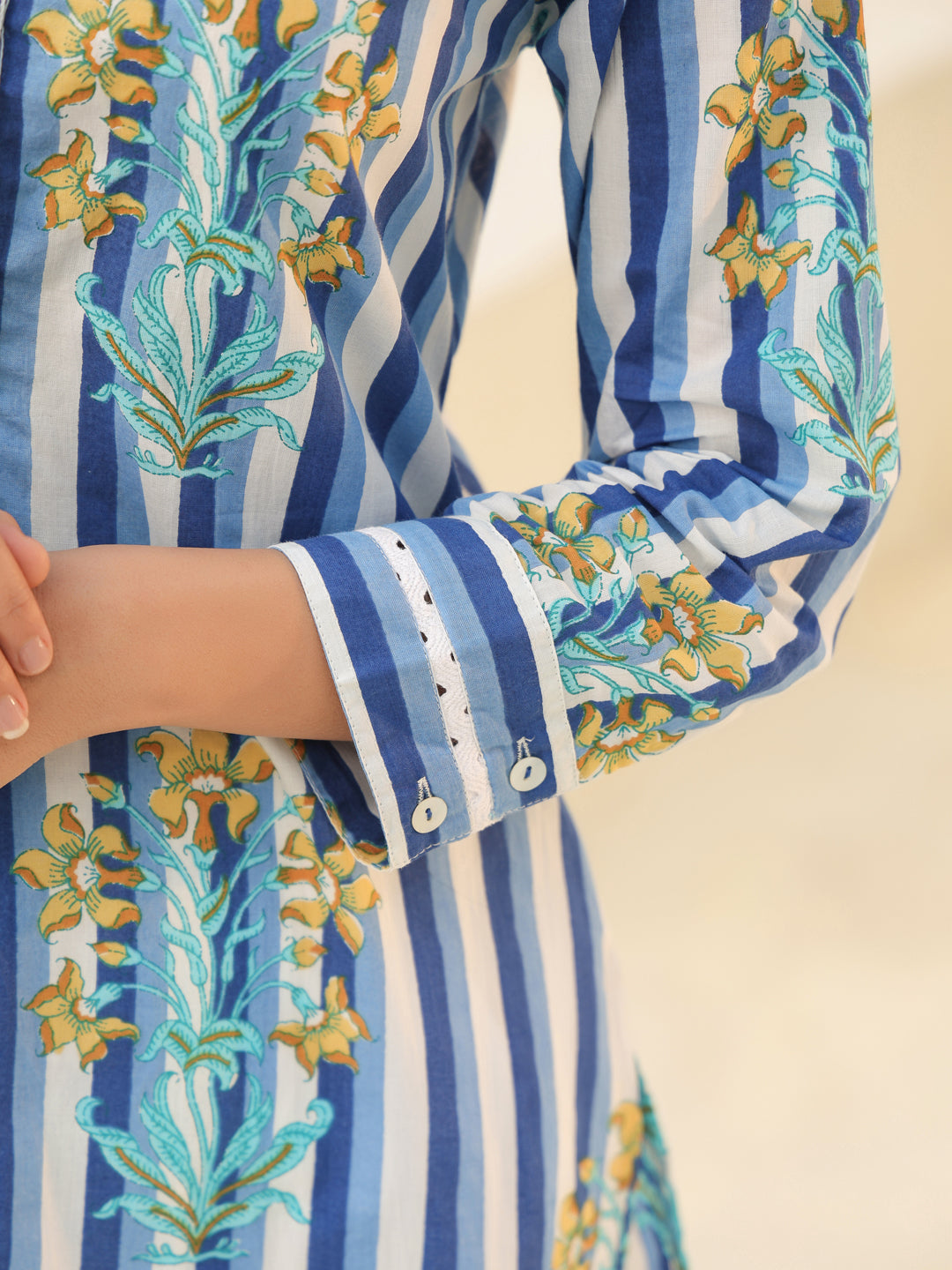 Casual striped cotton tunic top
