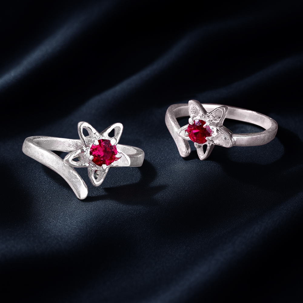 92.5 Sterling Silver Pink stone Toe ring
