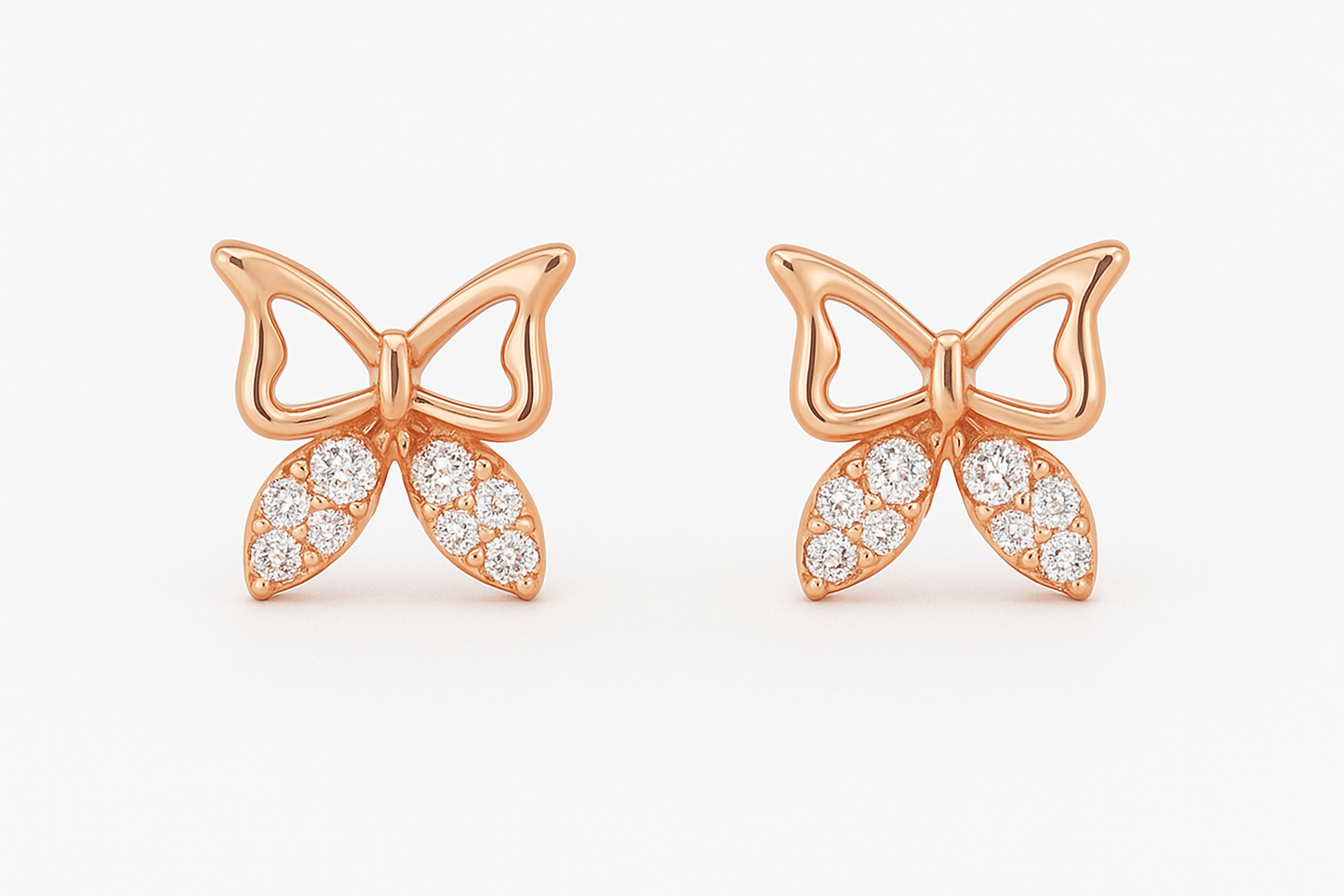 18k Rose Gold Plated Clip On Hoop Earrings, Latest Fancy Stylish Zircon Copper Bali Earrings for Women and Girls (butterfly)