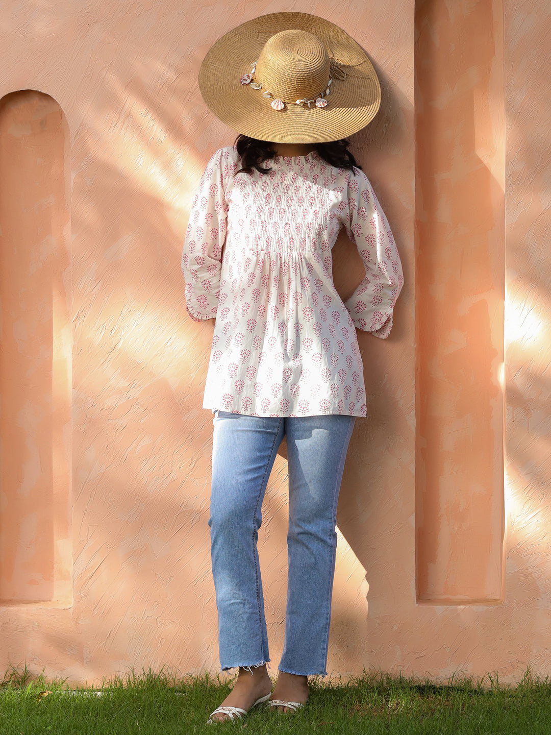 Chic ethnic motif cotton top women