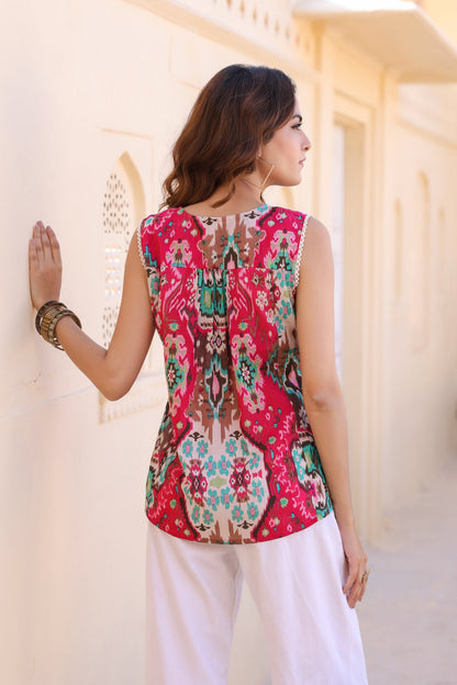 Chic printed ethnic summer top