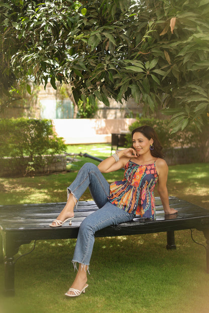 Chic sleeveless peplum crop top