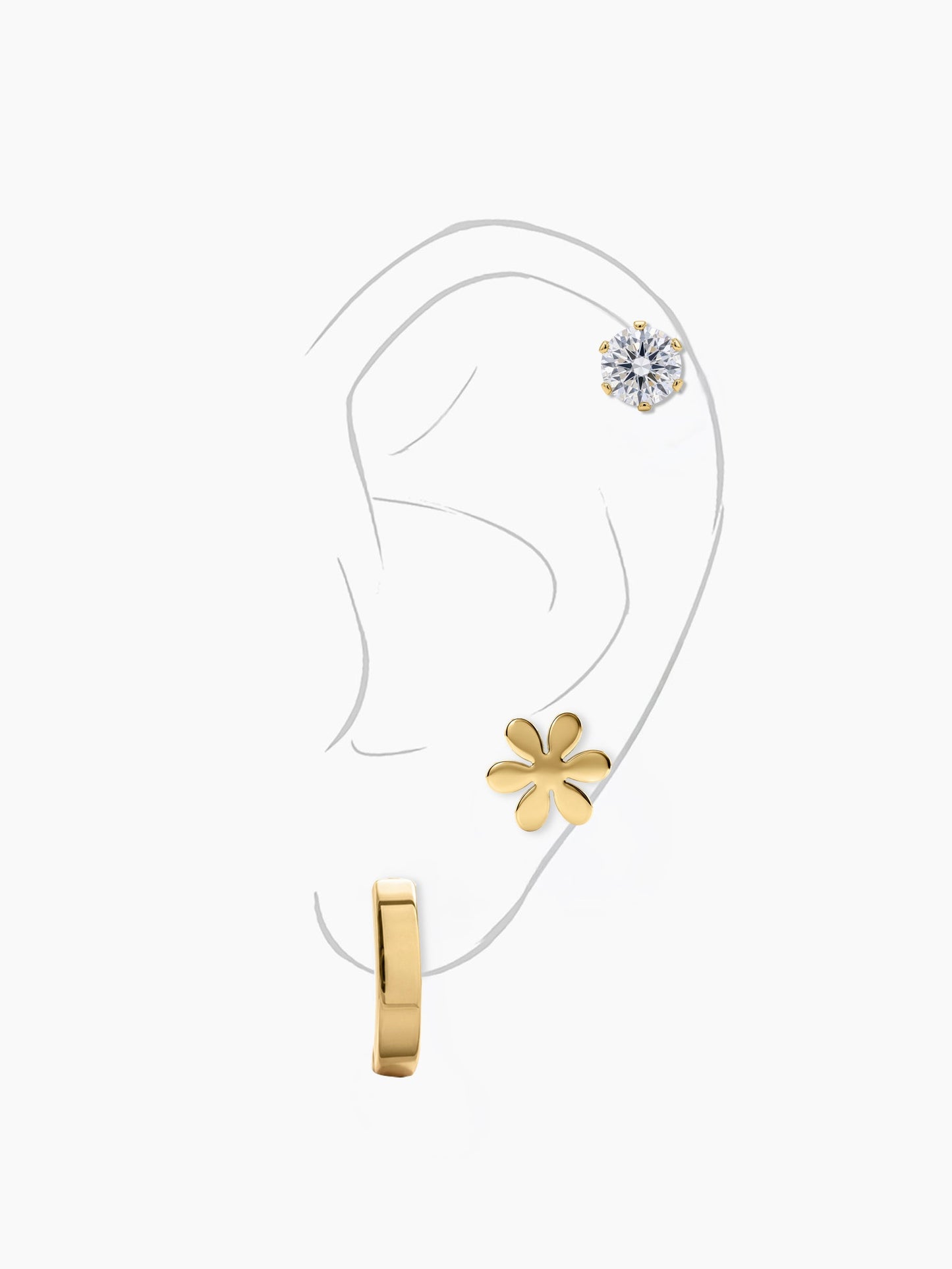 Cireva Flower Trio 18K Gold Plated Women's Earrings Set - Swashaa