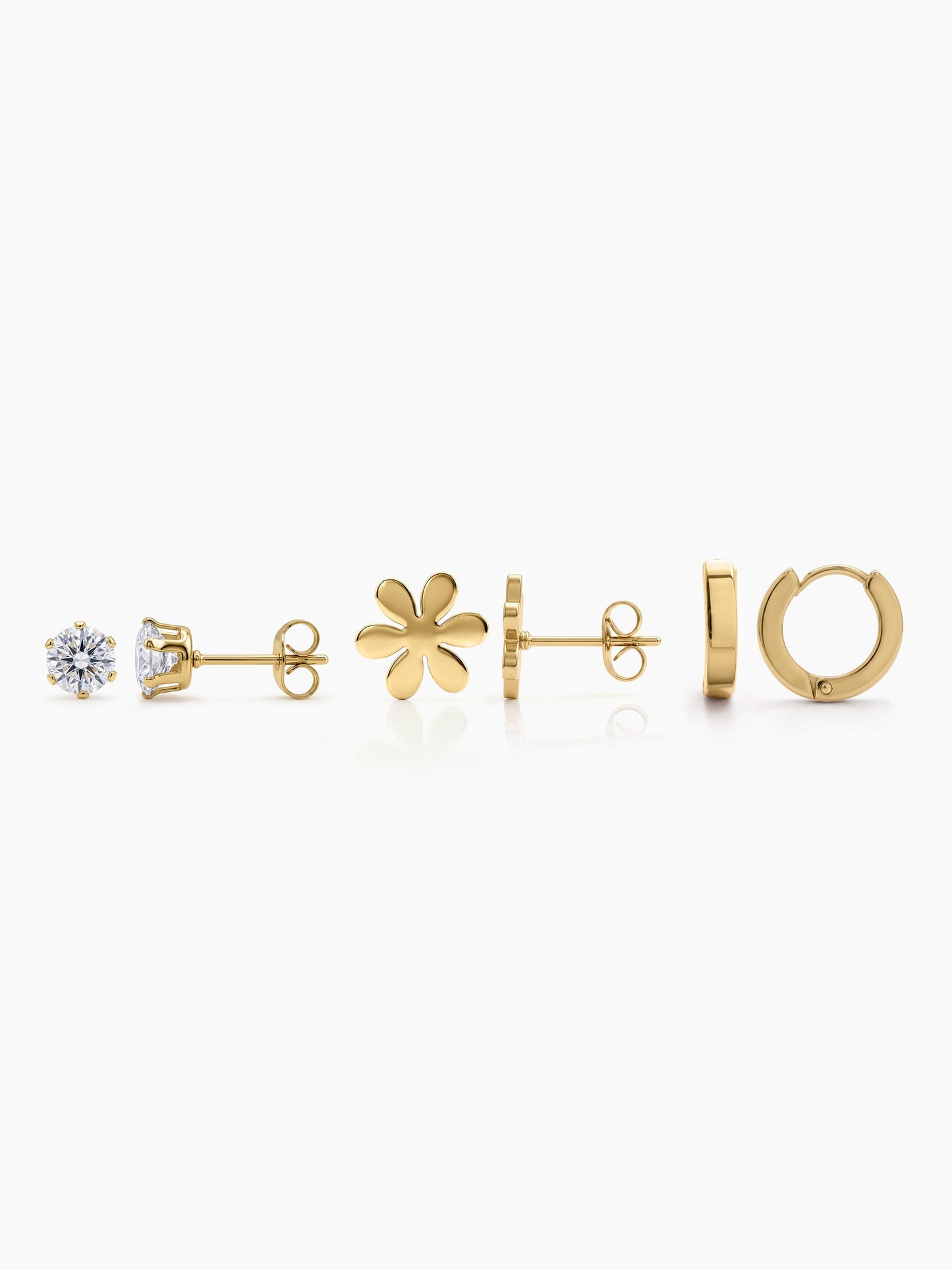 Cireva Flower Trio 18K Gold Plated Women's Earrings Set - Swashaa