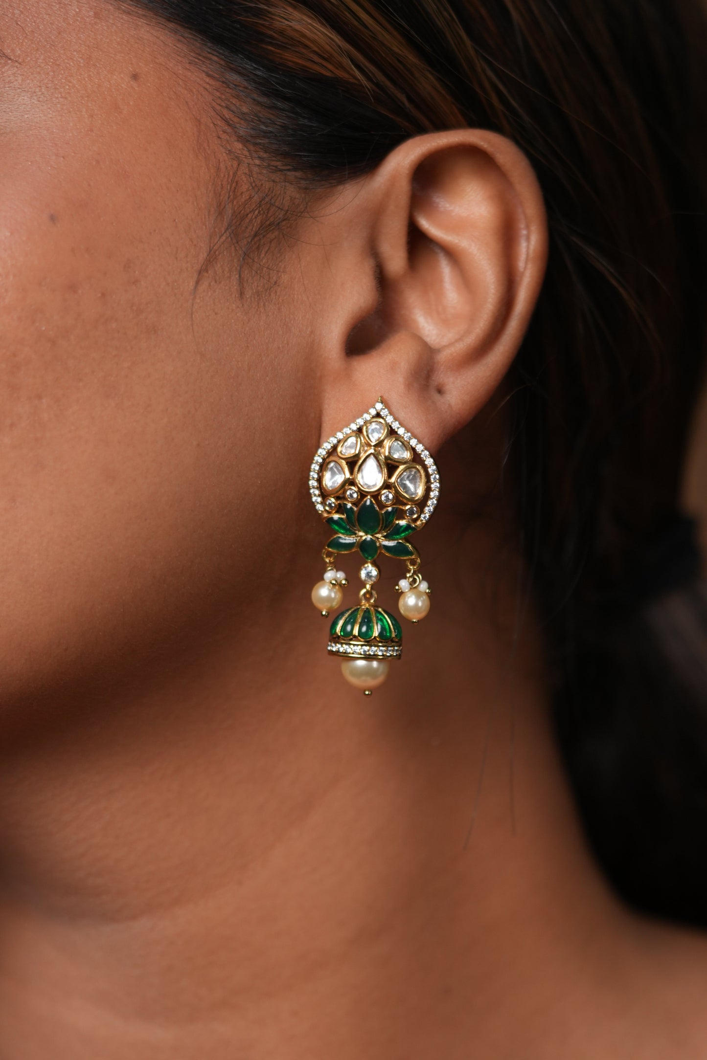 Kamal Moissanite Polki Indian Jhumki