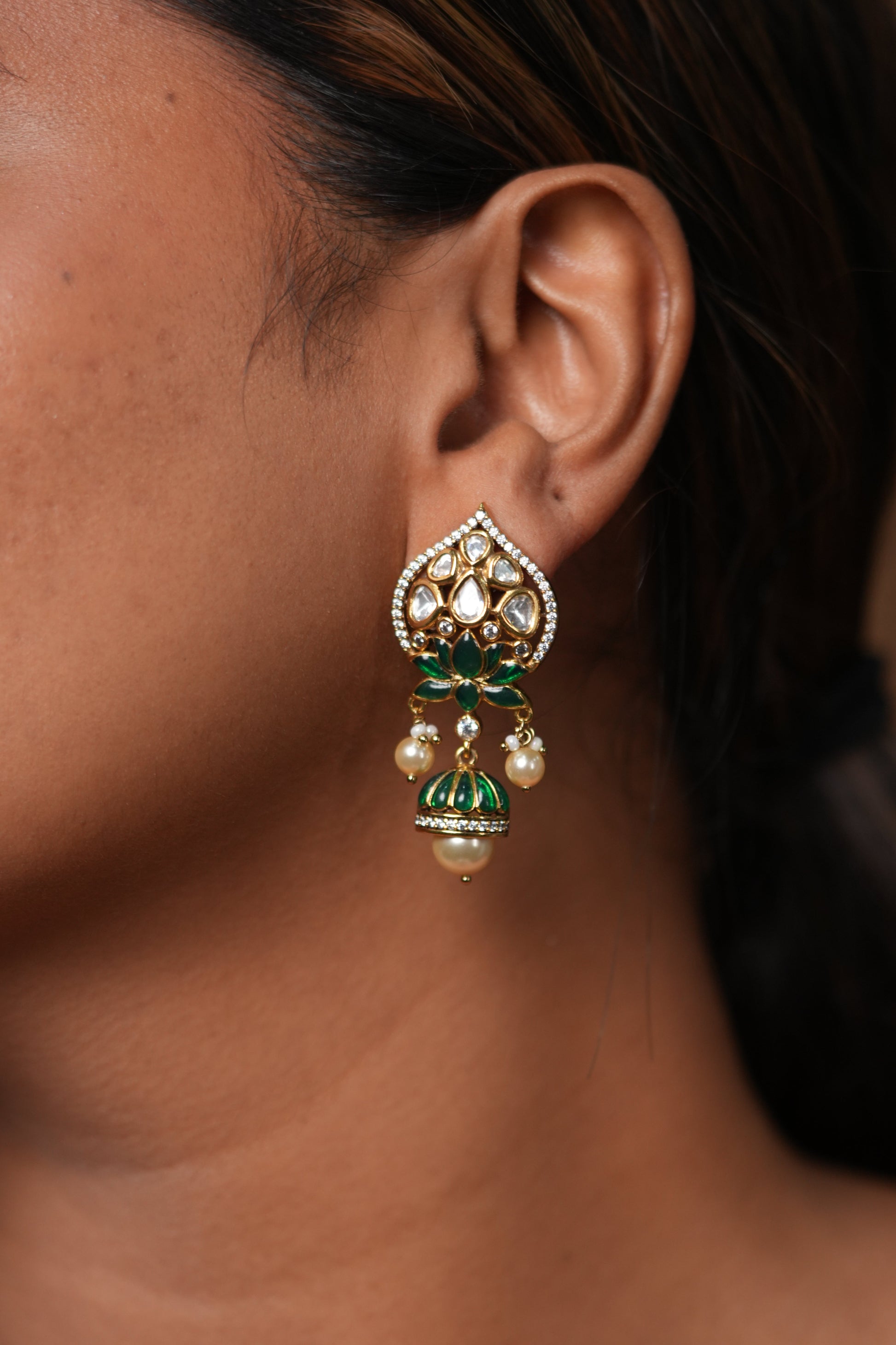 Kamal Moissanite Polki Indian Jhumki