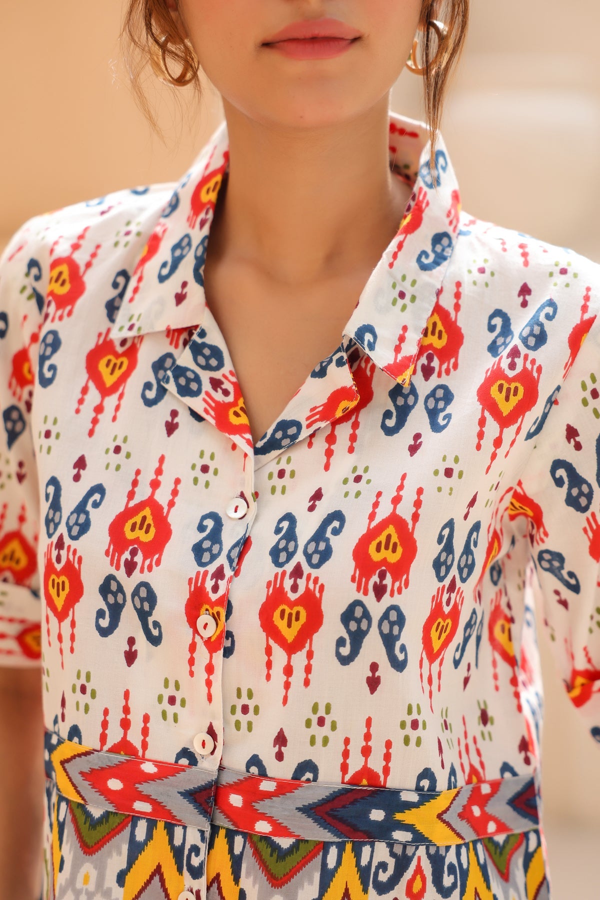 Cotton Shirt Style Printed Top