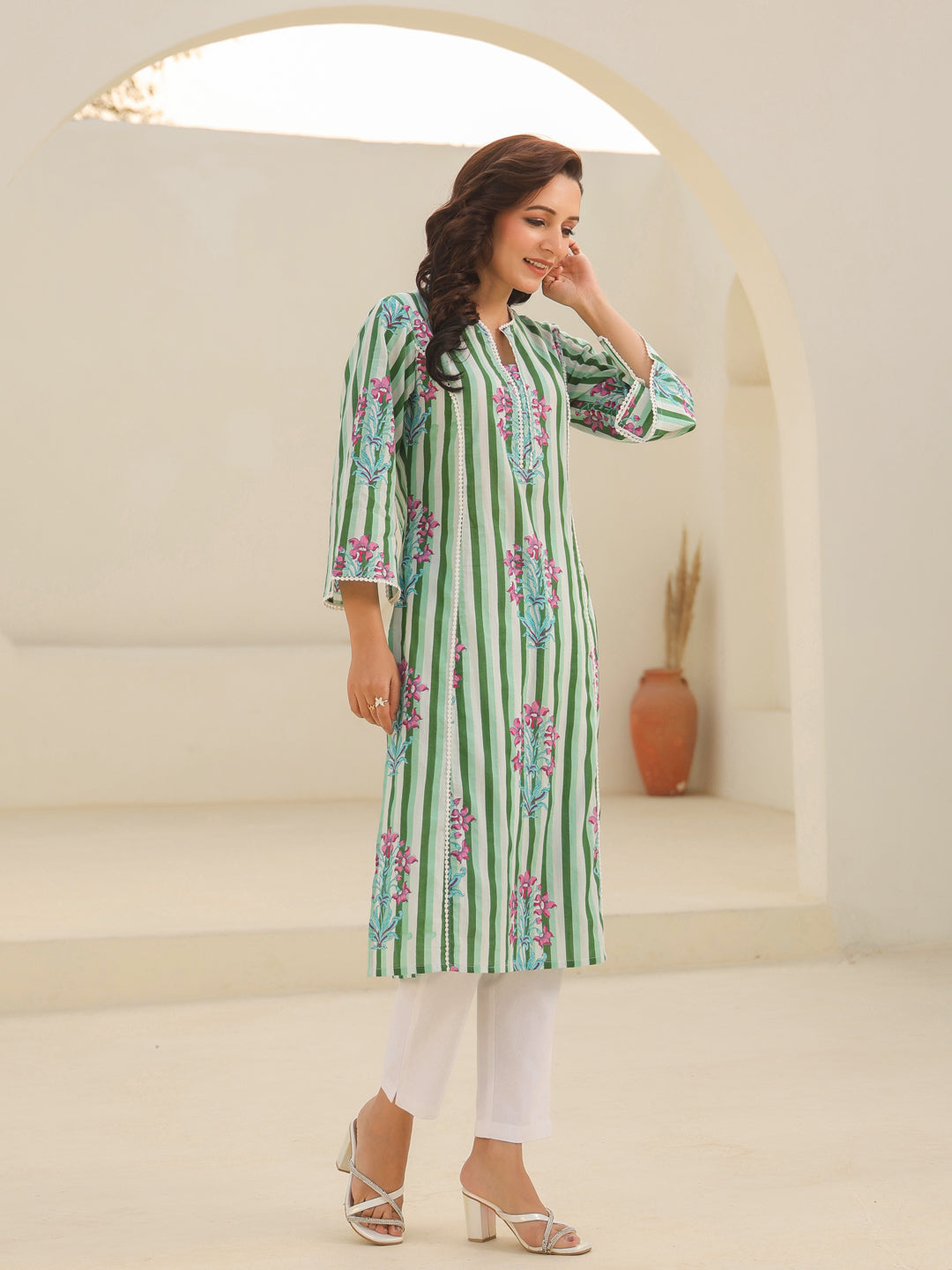 Cotton stripe kurta