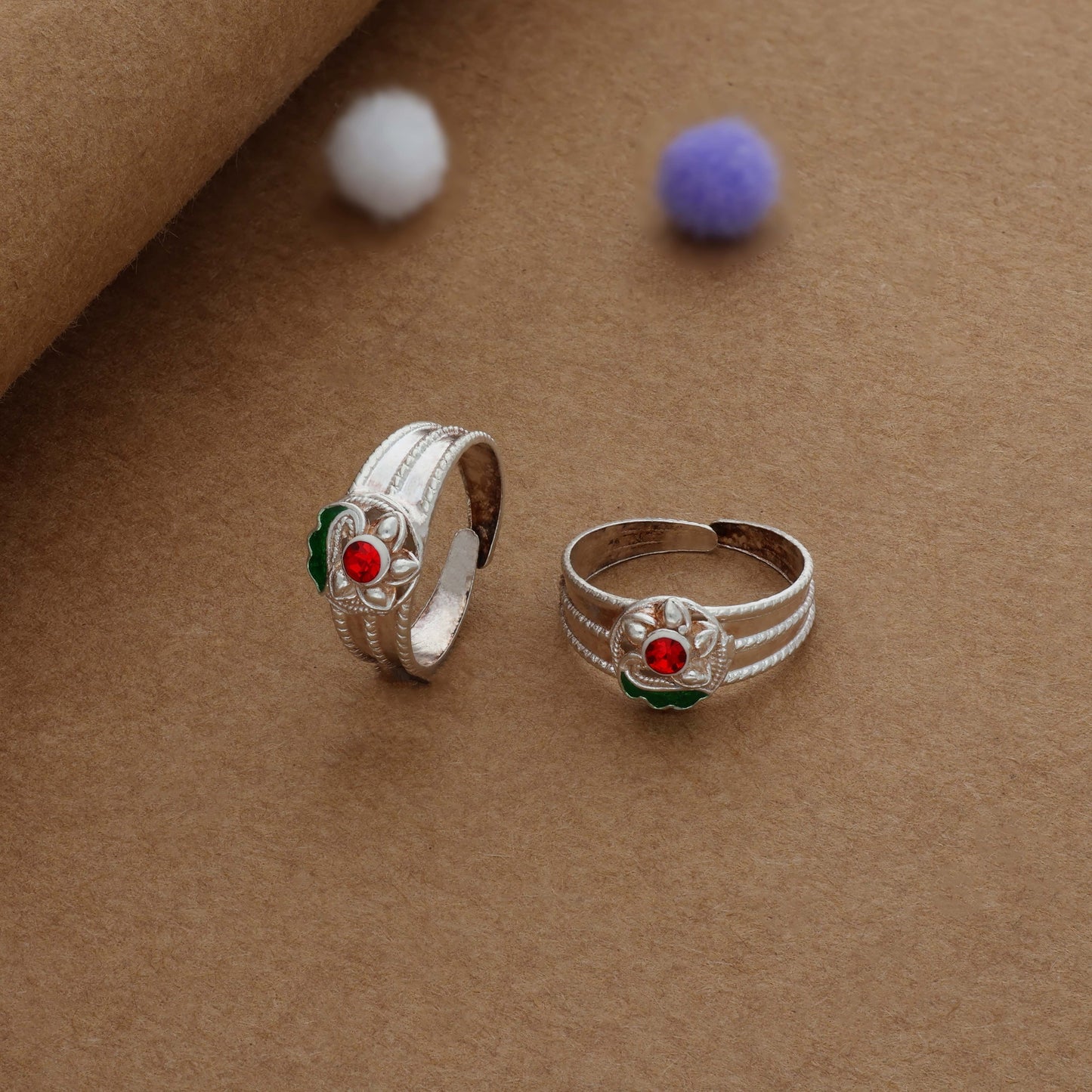 Crimson Leaf Silver Toering | Adjustable | Lightweight |  Everyday Wear