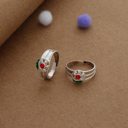 Crimson Leaf Silver Toering | Adjustable | Lightweight |  Everyday Wear