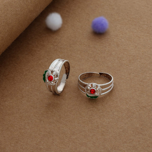 Crimson Leaf Silver Toering | Adjustable | Lightweight |  Everyday Wear