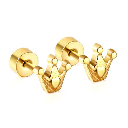 Crown 18K Gold Plated Children's Earrings - Twisty Locks  - Kids and Women Hair Accessories, Fashion Clothing and Jewellery India