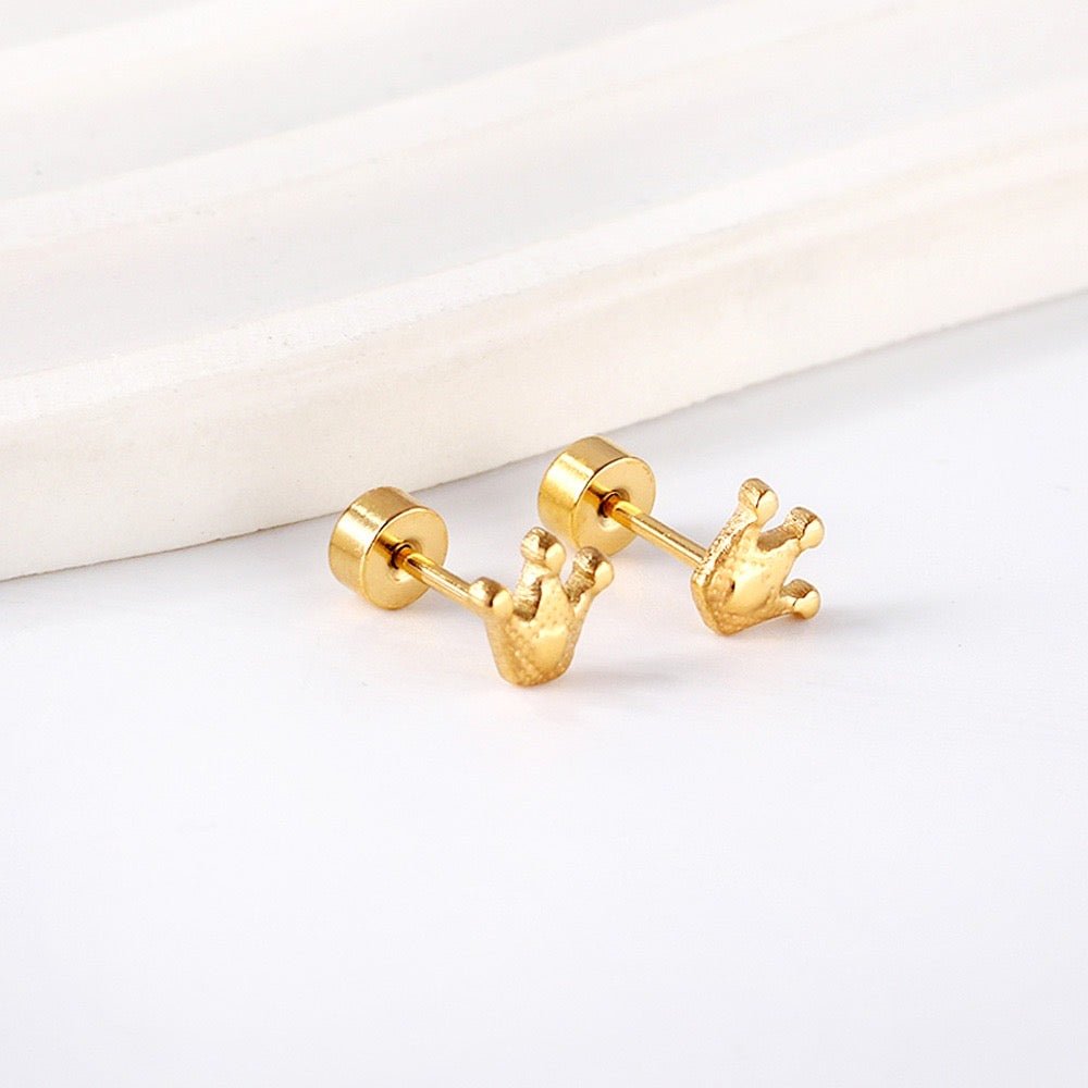 Crown 18K Gold Plated Children's Earrings - Twisty Locks  - Kids and Women Hair Accessories, Fashion Clothing and Jewellery India