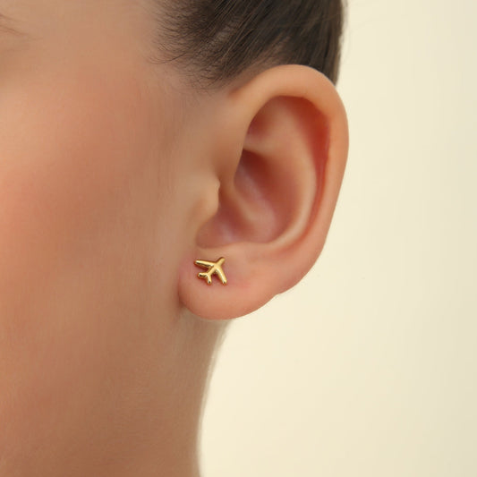 Cute Airplane 18K Gold Plated Children's Earrings - Twisty Locks  - Kids and Women Hair Accessories, Fashion Clothing and Jewellery India