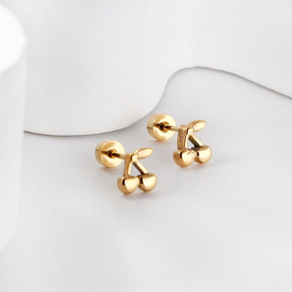 Cute Cherry 18K Gold Plated Children's Earrings - Twisty Locks  - Kids and Women Hair Accessories, Fashion Clothing and Jewellery India