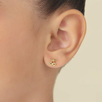 Cute Cherry 18K Gold Plated Children's Earrings - Twisty Locks  - Kids and Women Hair Accessories, Fashion Clothing and Jewellery India
