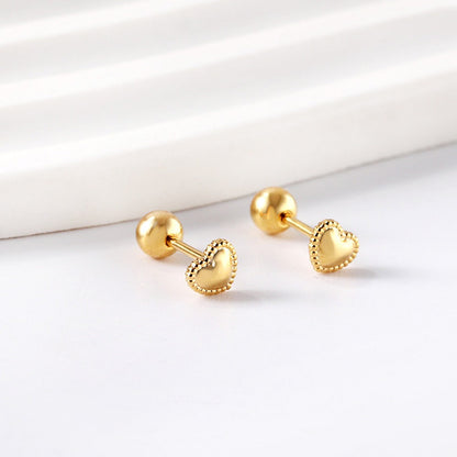 Cute Hearts 18K Gold Plated Children's Earrings - Twisty Locks  - Kids and Women Hair Accessories, Fashion Clothing and Jewellery India