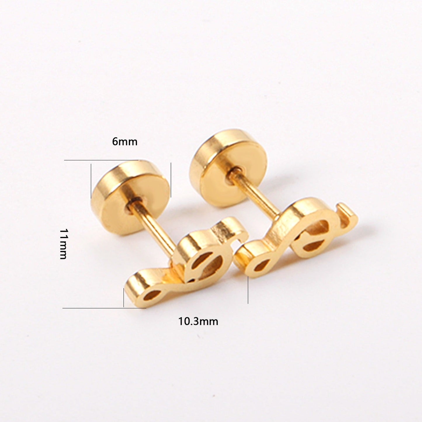 Cute Music Note 18K Gold Plated Children's Earrings - Twisty Locks  - Kids and Women Hair Accessories, Fashion Clothing and Jewellery India