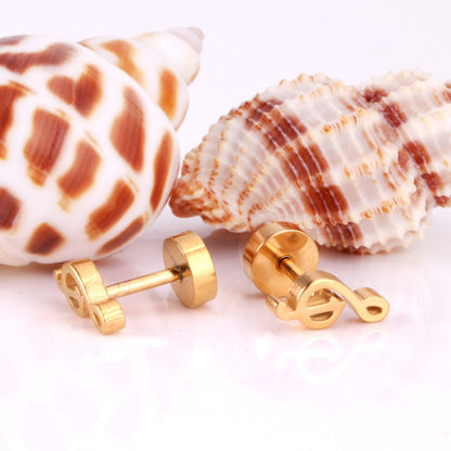 Cute Music Note 18K Gold Plated Children's Earrings - Twisty Locks  - Kids and Women Hair Accessories, Fashion Clothing and Jewellery India