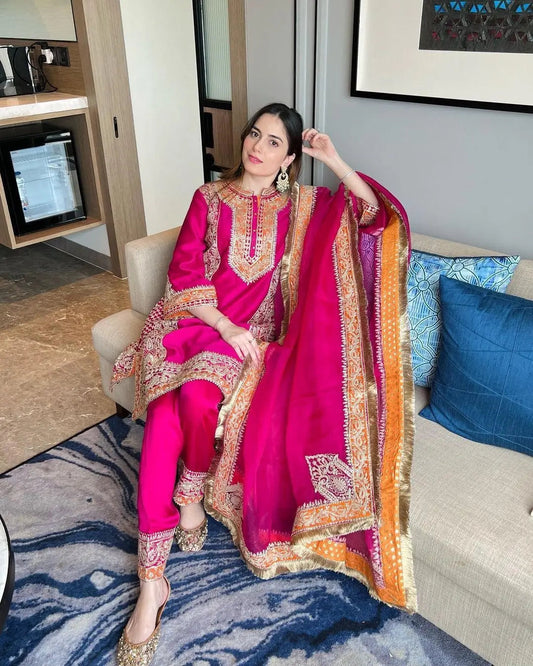 Fancy Lace Heavy Embroidery work  Kurti Pant Dupatta Set - Premium  from Ethenika.com - Just INR 2490! Shop now at Ethenika.com 