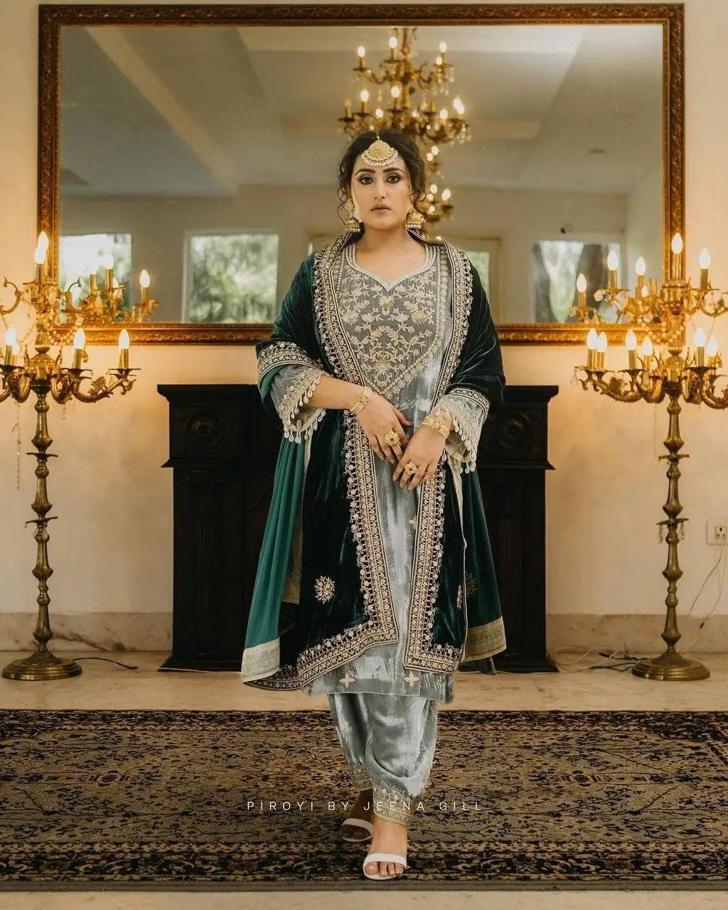 Thread Embroidery work Winter Velvet Suit (Stitched) - Premium  from Ethenika.com - Just INR 2590! Shop now at Ethenika.com 