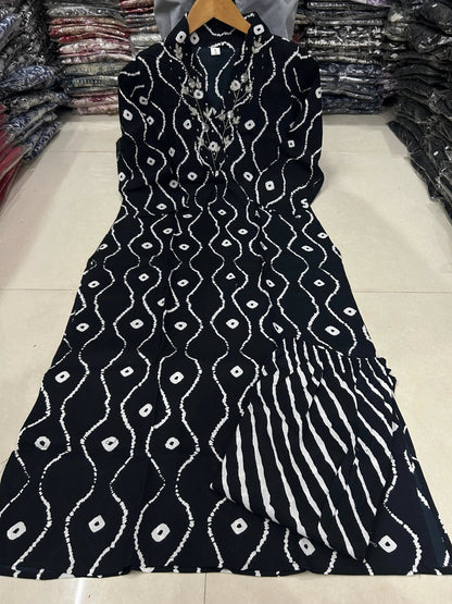 Neckline Thread Work Leheriya Kurti Pant Set (Stitched) - Premium  from Ethenika.com - Just INR 1990! Shop now at Ethenika.com 