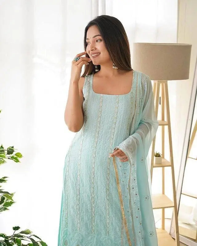 Faux Georgette Sequence Thread work Party wear Salwar Suit - Premium  from Ethenika.com - Just INR 1990! Shop now at Ethenika.com 