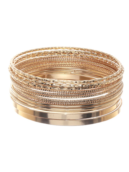 Prita Rose Gold Plated Bangle Set of 14