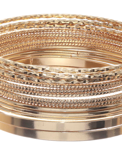 Prita Rose Gold Plated Bangle Set of 14
