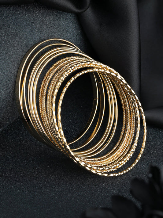 Prita Rose Gold Plated Bangle Set of 14