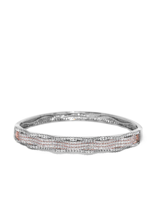 Gunmetal-Plated American Diamond Studded Bracelet