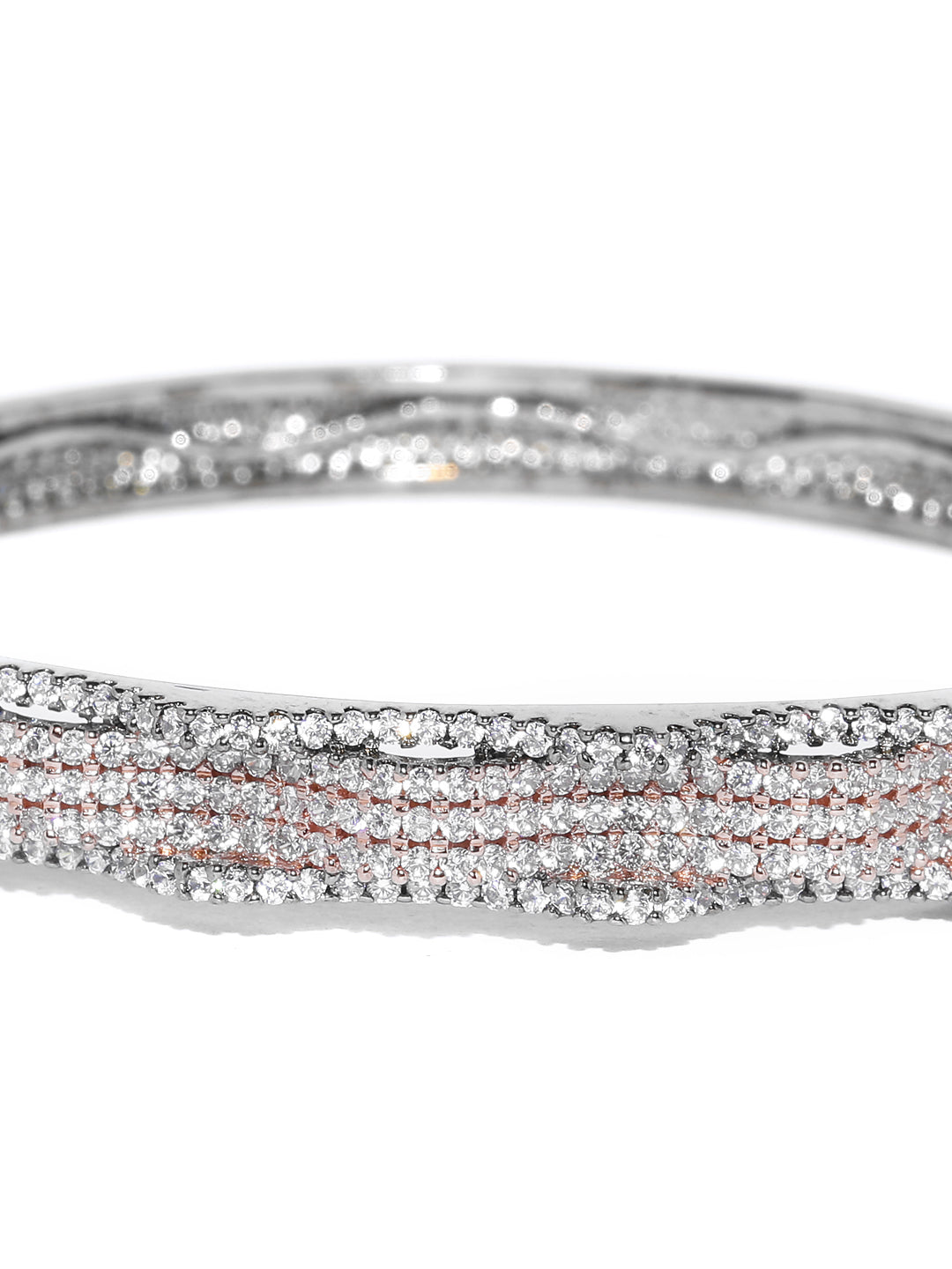 Gunmetal-Plated American Diamond Studded Bracelet