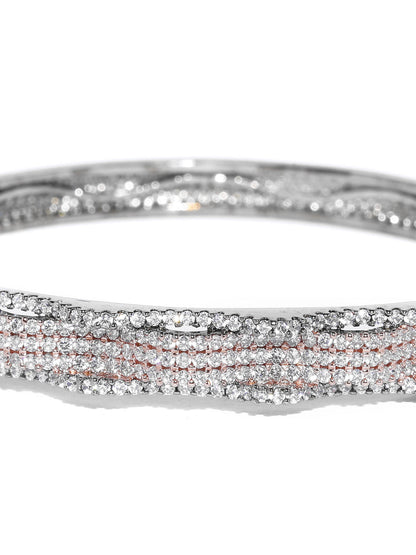 Gunmetal-Plated American Diamond Studded Bracelet
