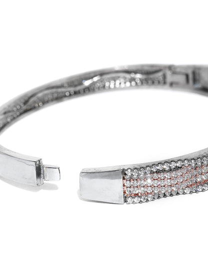 Gunmetal-Plated American Diamond Studded Bracelet