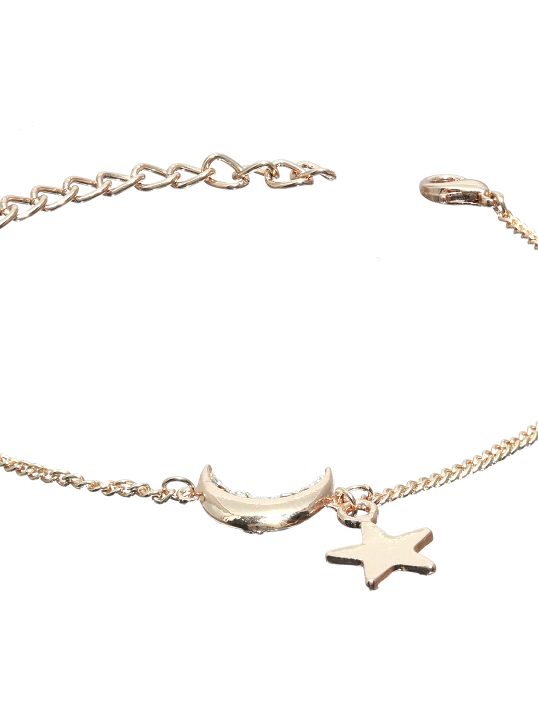 Prita Artificial Stone Rose Gold Plated Link Bracelet Set of 3