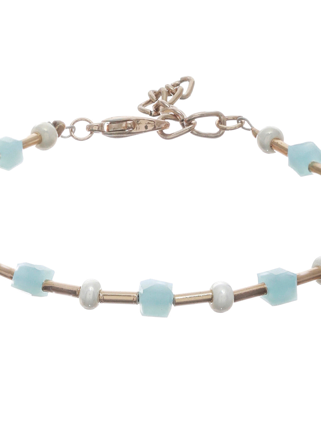Prita Colorful Artificial Stones Rose Gold Plated Link Bracelet Set of 3