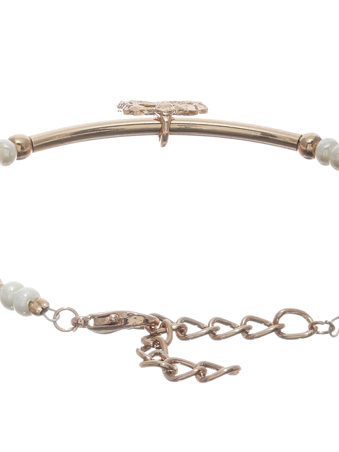 Prita Colorful Artificial Stones Rose Gold Plated Link Bracelet Set of 3