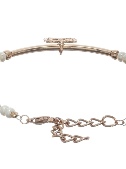 Prita Colorful Artificial Stones Rose Gold Plated Link Bracelet Set of 3