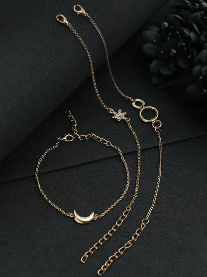 Prita Floral American Diamond Rose Gold Plated Link Bracelet