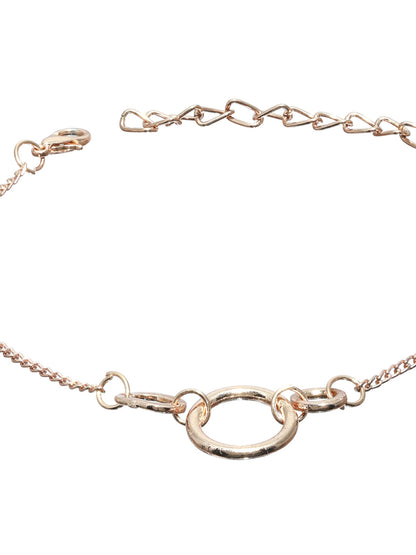 Prita Floral American Diamond Rose Gold Plated Link Bracelet