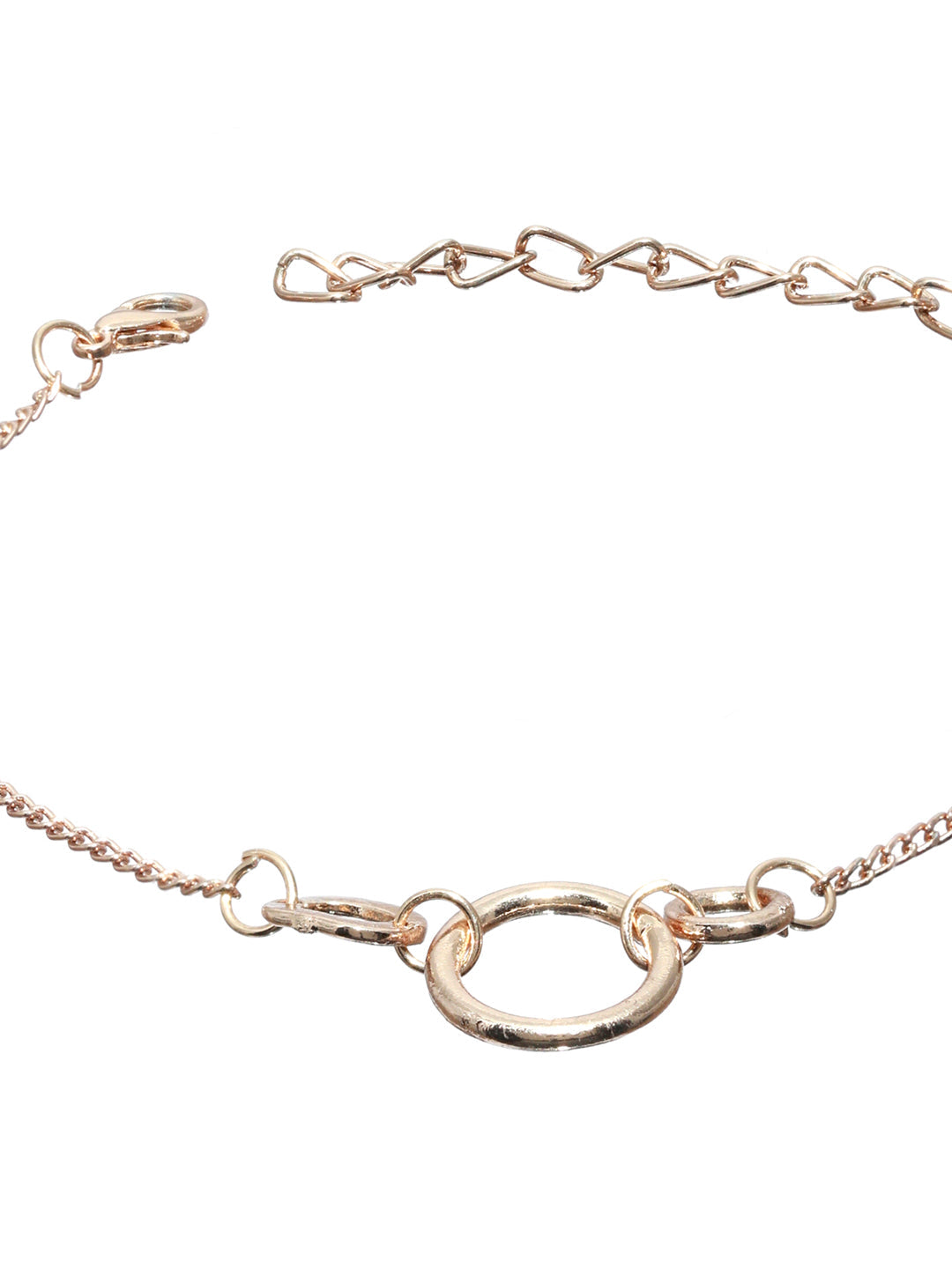 Prita Floral American Diamond Rose Gold Plated Link Bracelet