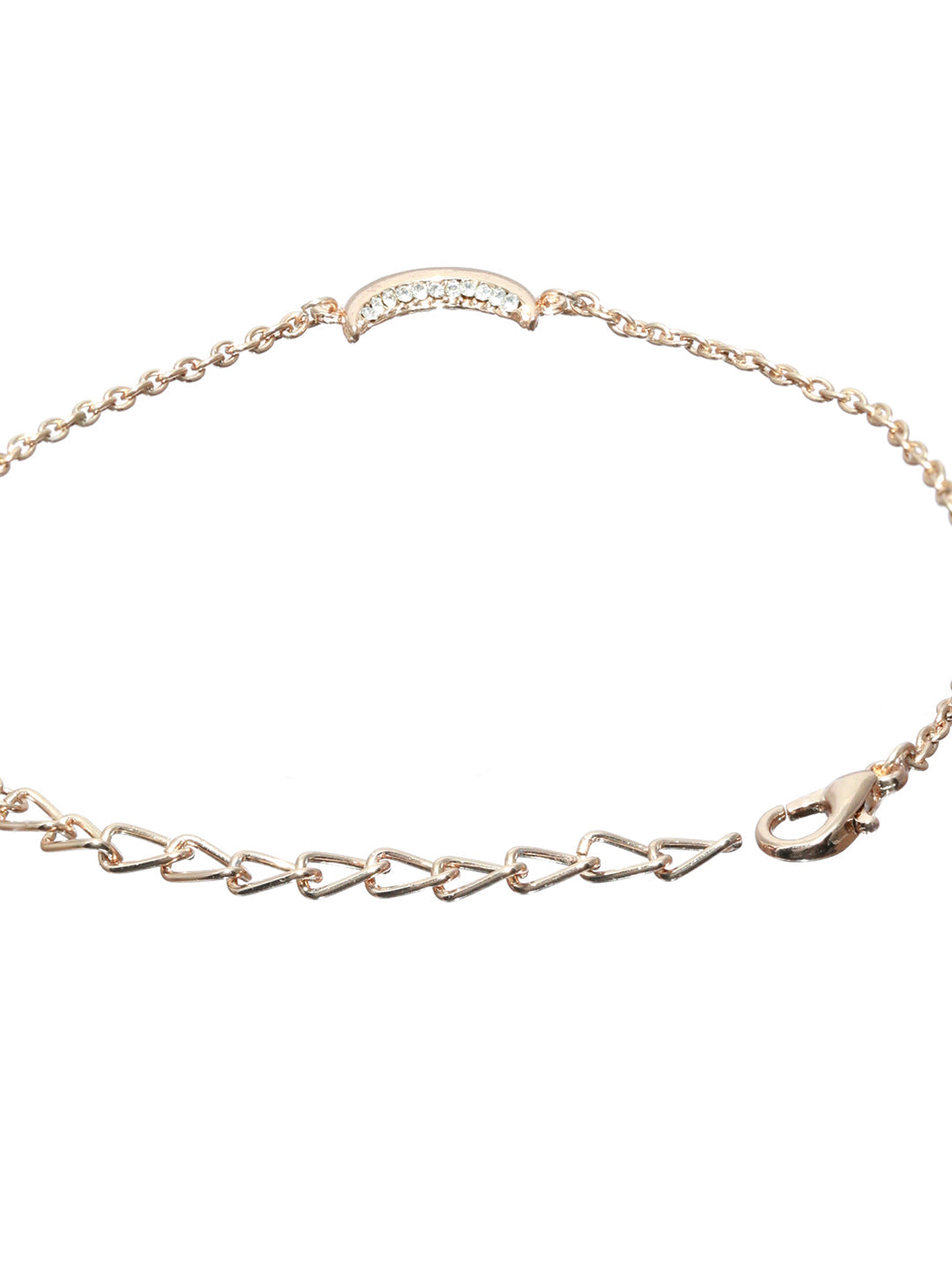 Prita Floral American Diamond Rose Gold Plated Link Bracelet