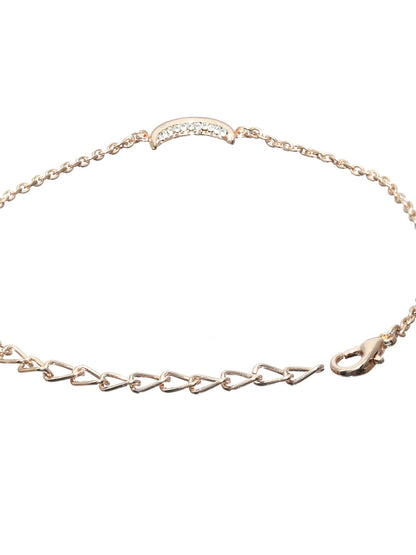 Prita Floral American Diamond Rose Gold Plated Link Bracelet