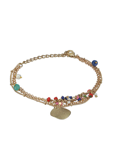 Prita by Priyaasi Multilayer Beaded Link Coin Gold-Plated Bracelet