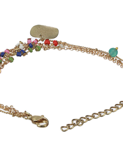 Prita by Priyaasi Multilayer Beaded Link Coin Gold-Plated Bracelet