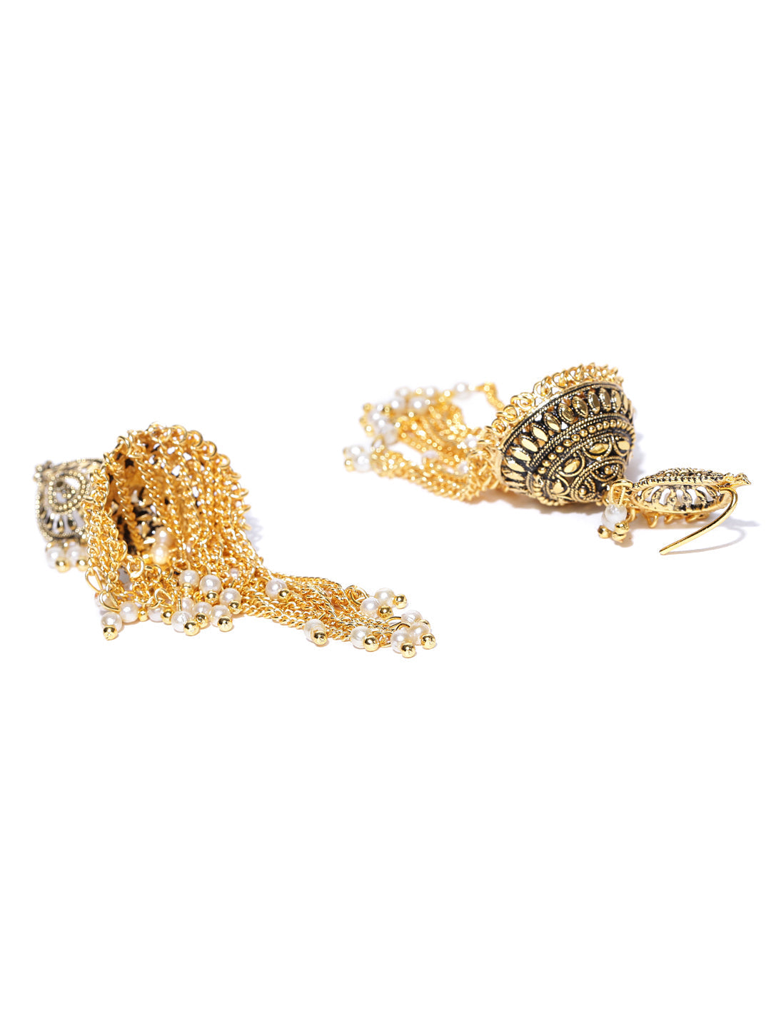 Pearl Tassel Jhumka Earrings