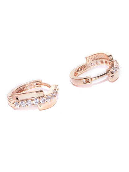 Rose Gold Plated American Diamond Studded Bali Like Stud Earrings