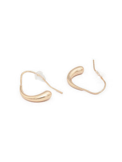 Classic Curves - Gold Plated Half Hoop Drop Earrings